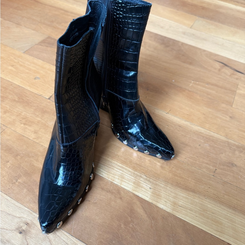 Jeffrey Campbell Black Heeled Boots Patent Leather - Picture 3 of 4